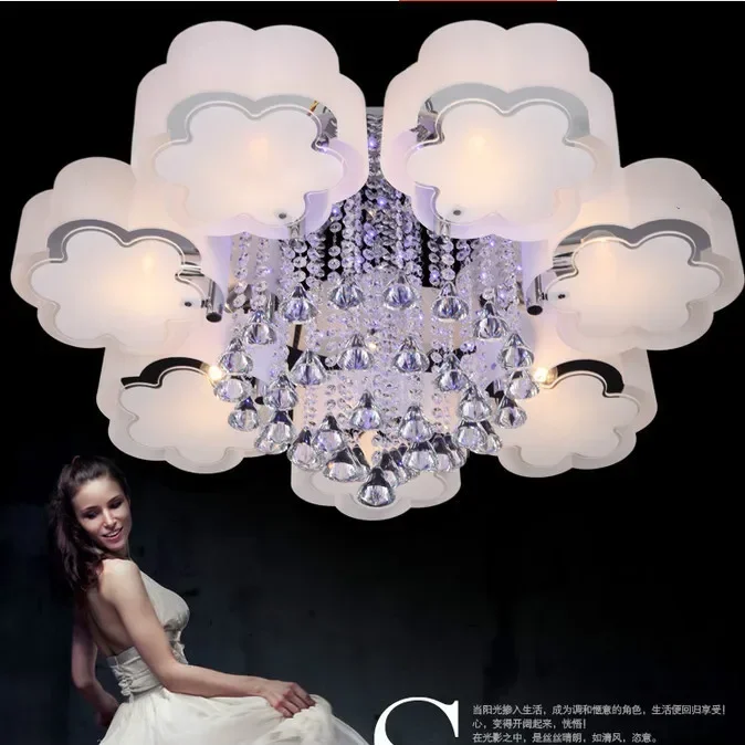 Free Shipping Crystal Modern Brief Chandeliers And Pendants Bedroom Lamp Lighting 220V