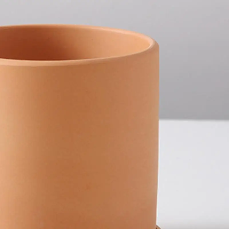 Ceramic Pot With Tray Decorative Cylinder Flower Pot Modern Succulents Flower Pots For Keep Strawberries Roses Plants Healthy