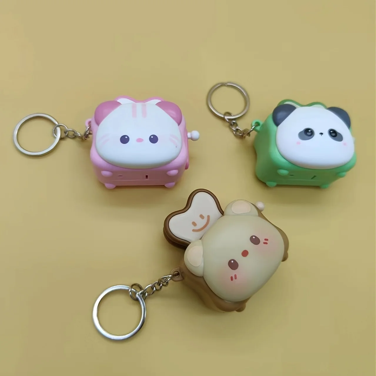Cute Cartoon Press‑Rebound Keychain, Multi‑Color Optional Interesting Key Pendant for Birthday Gift Use