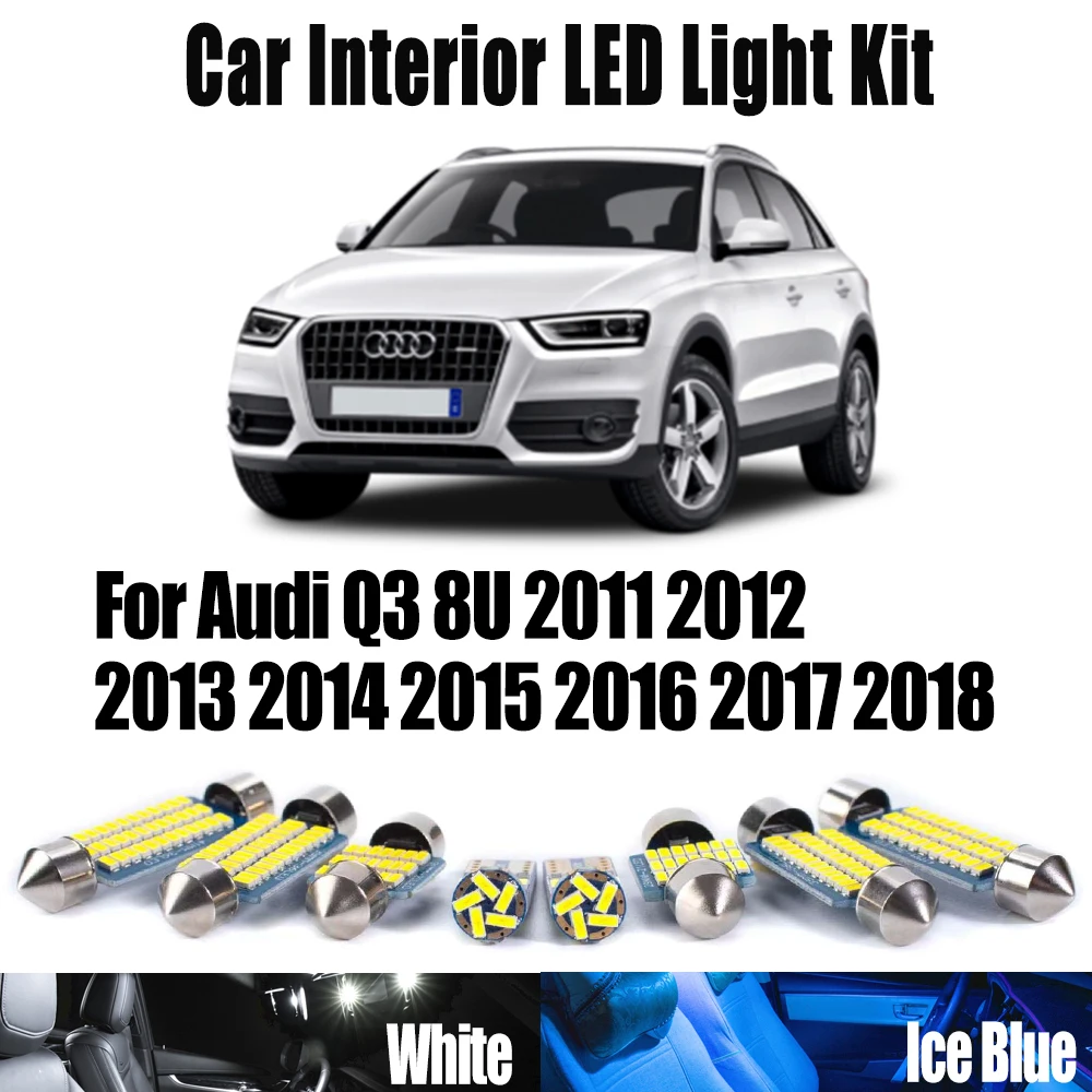 

19Pcs Canbus LED Interior Reading Trunk Bulbs Light Kit For Audi Q3 8U 2011 2012 2013 2014 2015 2016 2017 2018 Car Accessories