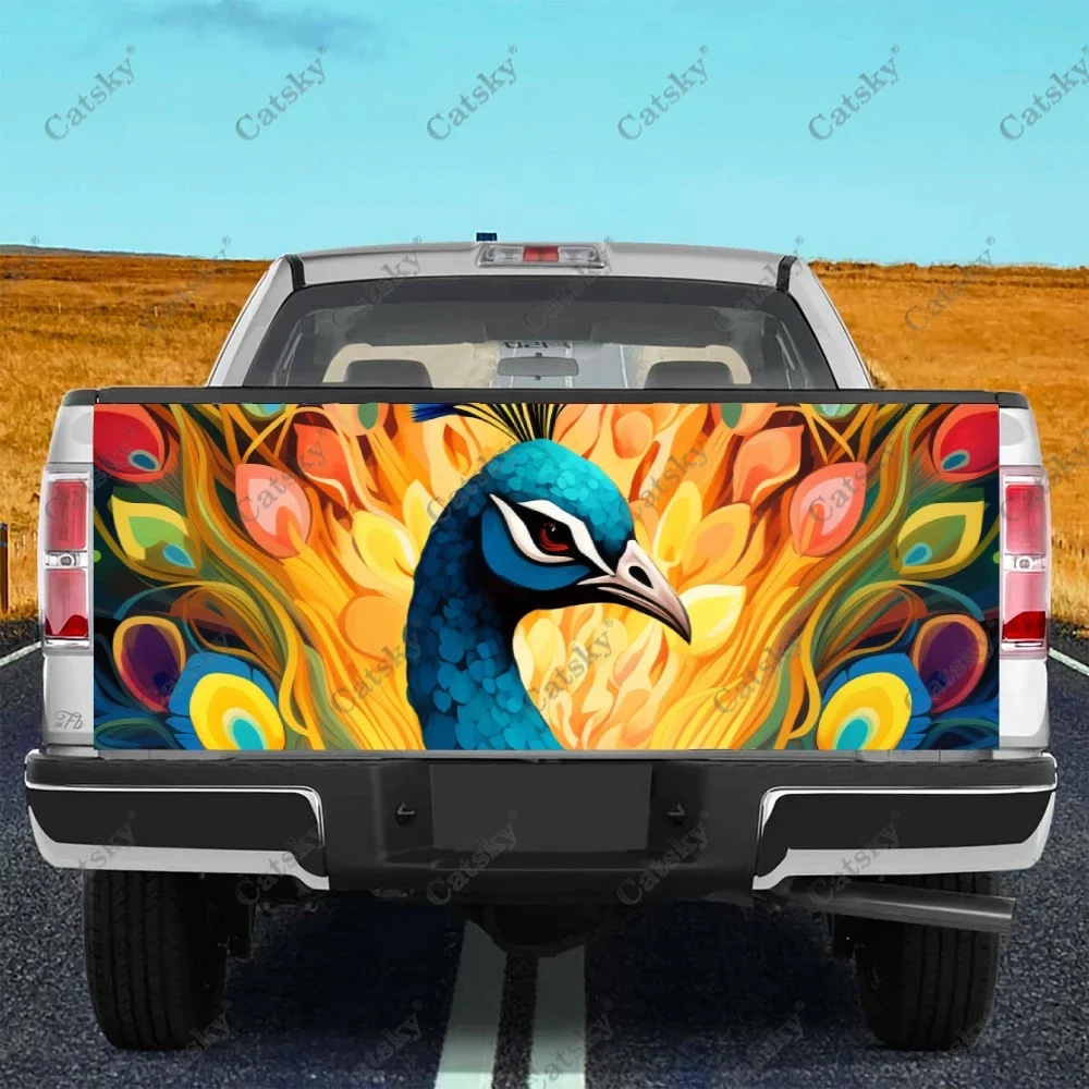 

Peacock Oil Painting Car Tail Trunk Protect Vinly Wrap Sticker Decal Auto Hood Decoration Engine Cover for SUV Off-road Pickup