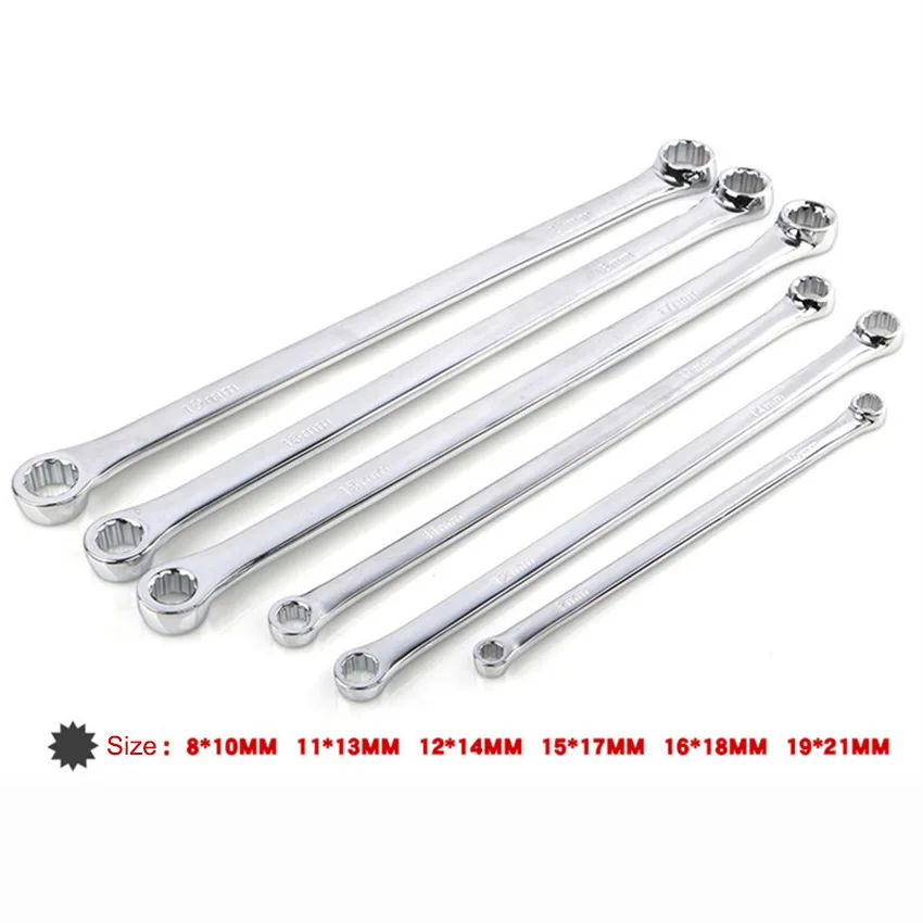 

6Pcs Extra Long Double Ring Box End Wrench Set Long Lifetime Aviation Spanner 12 corners 8mm-21mm Ratchet Spanner Socket Key Kit