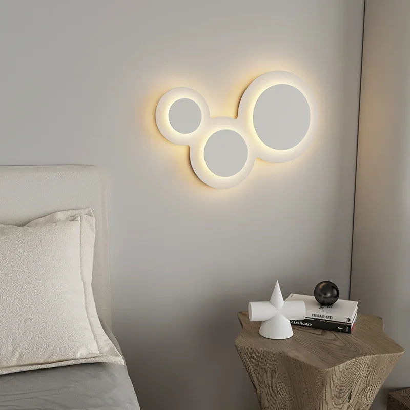 

Lamp Nordic Round White Wall Creative Simple Stair Sconce Light For Living Room Bedroom Restaurant Loft Background Light