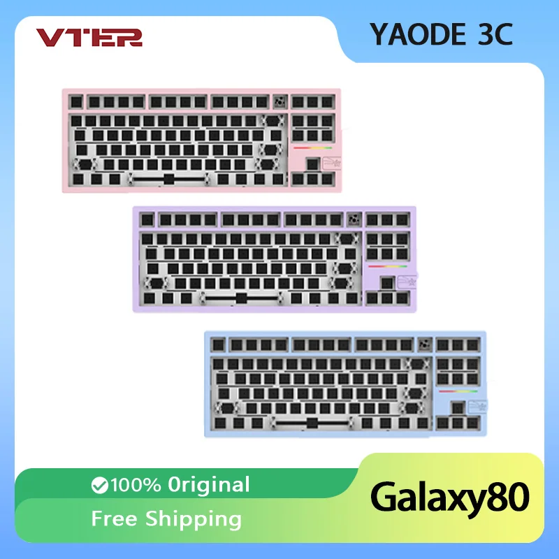 

Galaxy80 Mechanical Keyboard Three Mode Aluminium Alloy Gaming Keyboard Kit RGB Gasket Hot Swap PC Gamer Accessories Gift