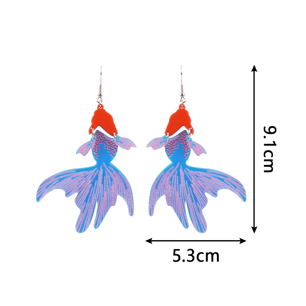 Trendy Colorful Laser Cut Goldfish Arcylic Drop Earrings for Women Girl Funny Cute Red Fish Dangle Earrings Jewelry Party Gifts