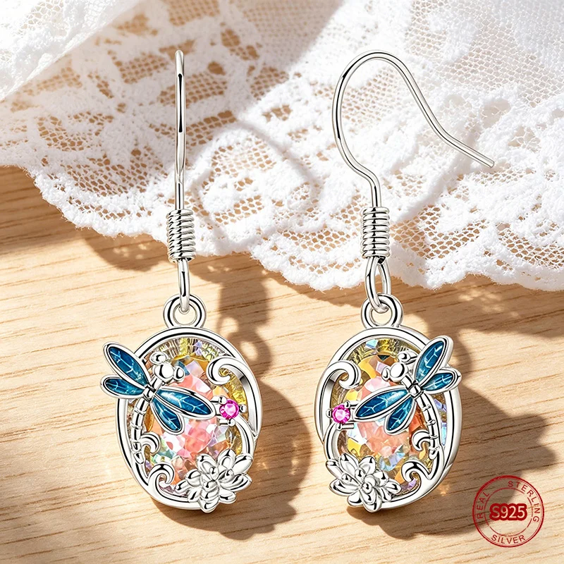 

Серьги-крючки Ahthen из стерлингового серебра 925 пробы с весенними стрекозами, для девочек и женщин, подарок для любимой.