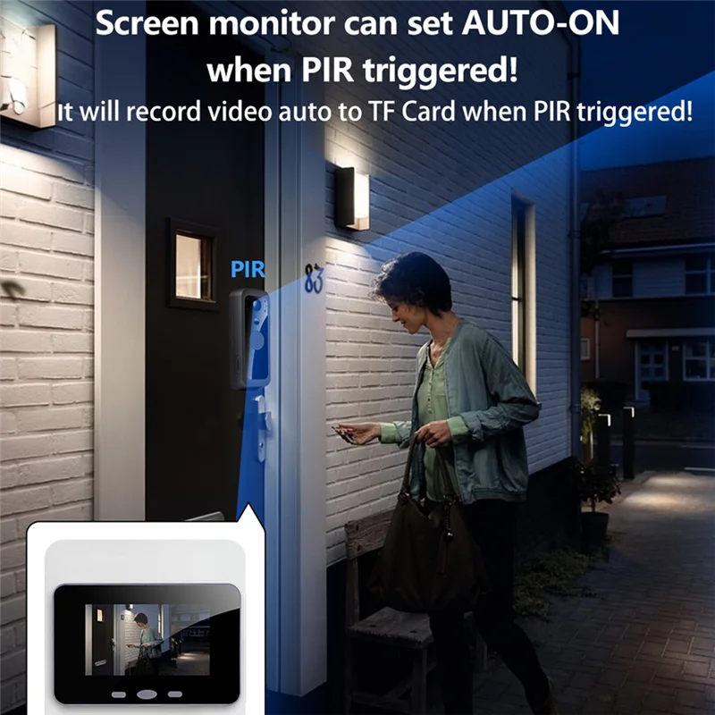 ABVA-Video Door Viewer Wireless Intercom Doorbell Smart Home Security IR Night Vision Waterproof Door Camera No Network Need