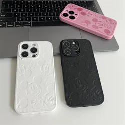 3D-geprägte Cartoon-Mickey-Mouse-Silikon-Handyhülle für iPhone 15 14 13 12 11 Pro Max Xs Max XR X 7 8 PIus SE Disney Soft Cover