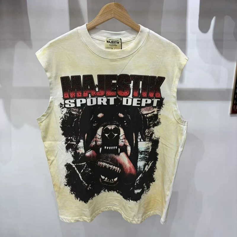 Schwarzes Grafik-Tanktop für Herren Sommer Gothic-Kleidung Distressed Ärmelloses T-Shirt Vintage Strass-Nieten Hip-Hop-Weste – Detail 3