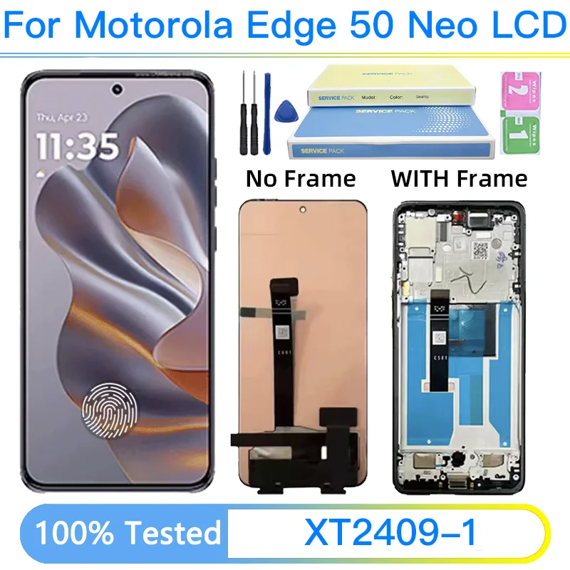 6.4''P-OLED For Motorola Edge 50 Neo LCD XT2409-1 Display Touch Screen Digitizer Assembly For Moto Edge50 Neo LCD Frame
