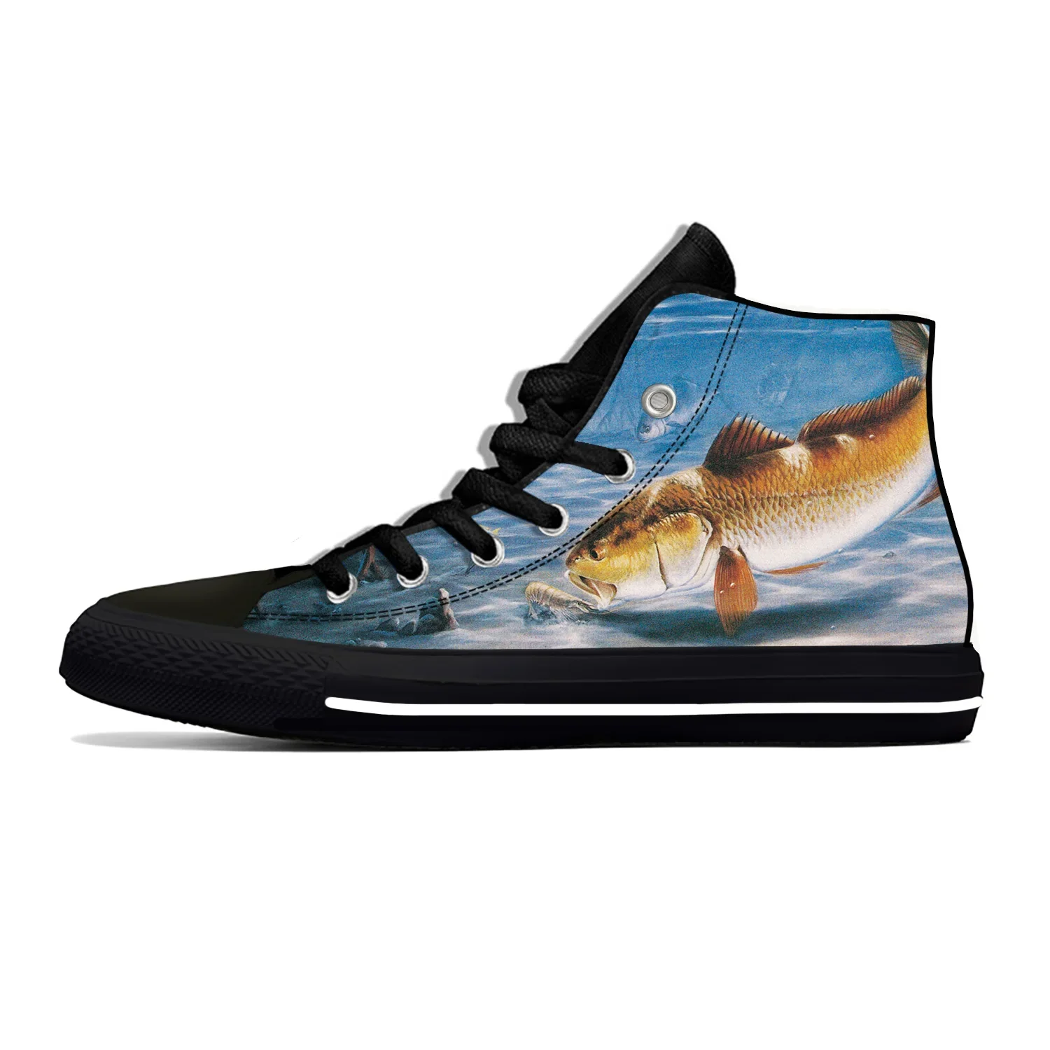 Animal Fishing Pattern Lightweight Cloth 3D Print Funny Cool Fashion High Top Canvas Shoes Men Women Casual Breathable Sneakers