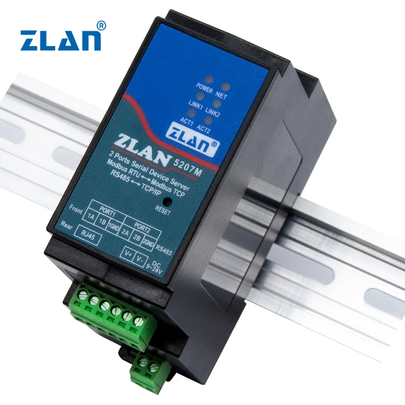 

ZLAN5207M 2 ports RJ45 industrial rs485 to rj45 ethernet serial server