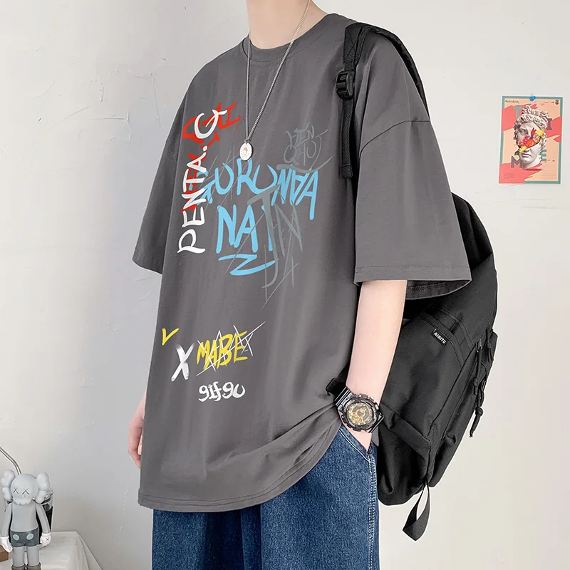 Summer Men High Quality Letter Printing T-Shirt Loose Casual Tops Short Sleeve Classic O-Neck Tees Comfortable Couple T-Shirt