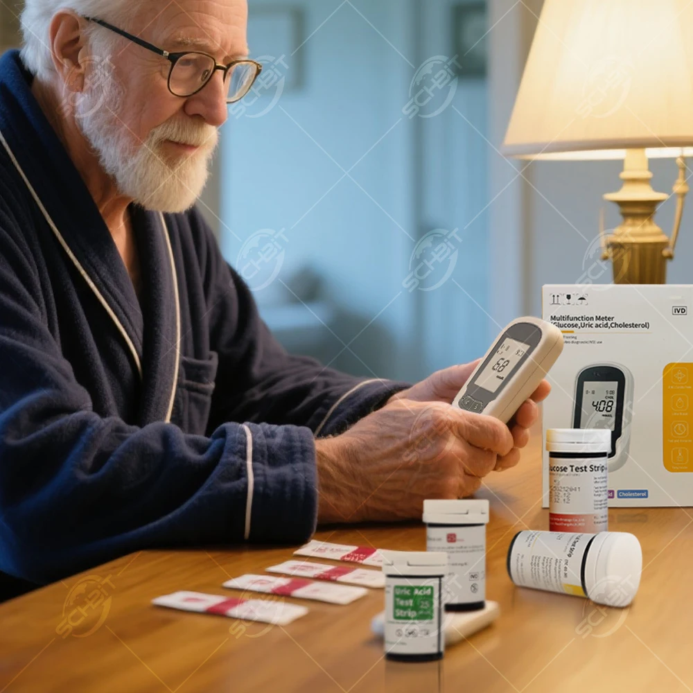 3-in-1メーター多機能アナライザー（血糖50項目、尿酸25項目、コレステロール10項目）