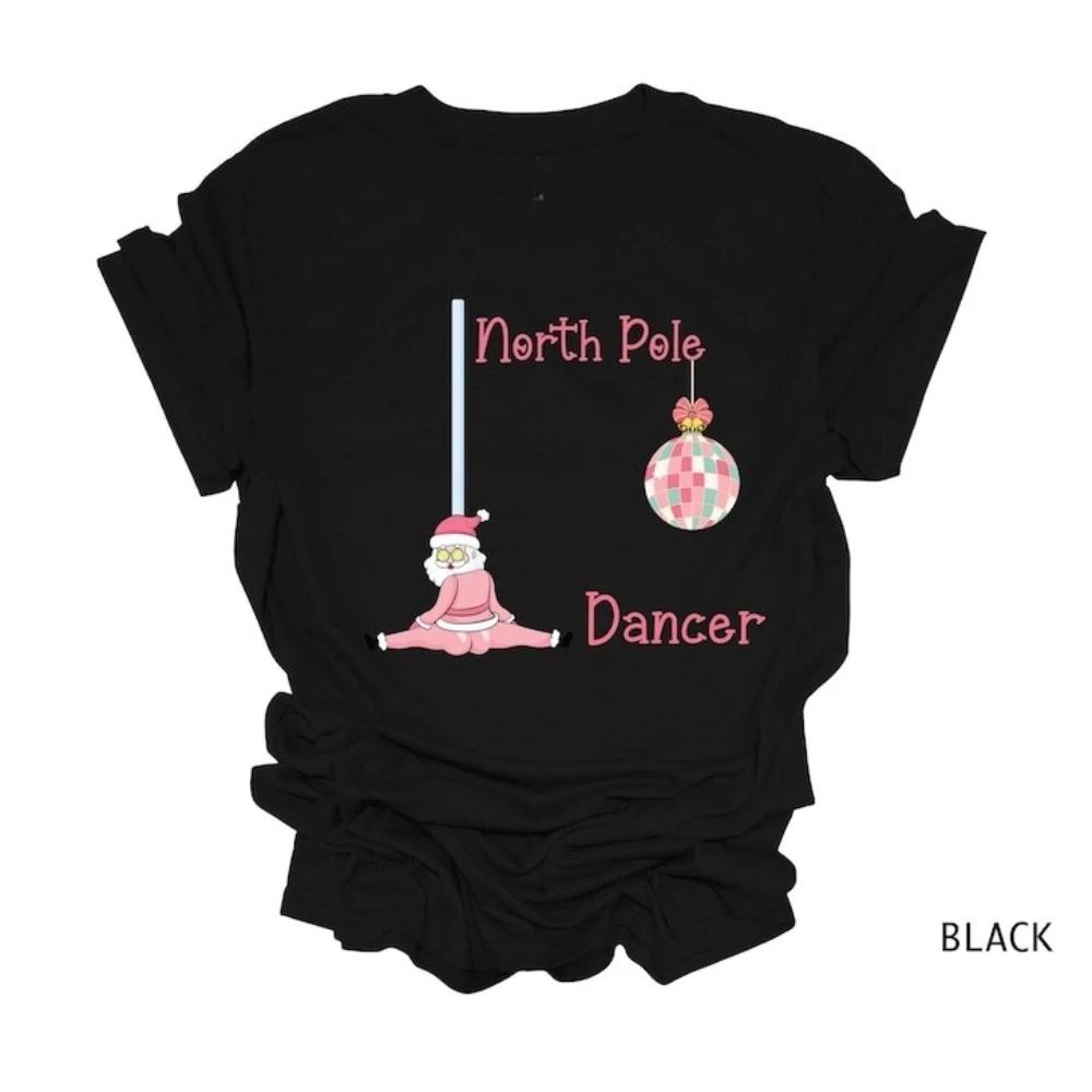 Camisa de comédia de natal norte pólo dançarino camiseta festa de natal engraçado santa férias t piada de natal das mulheres dos homens topos