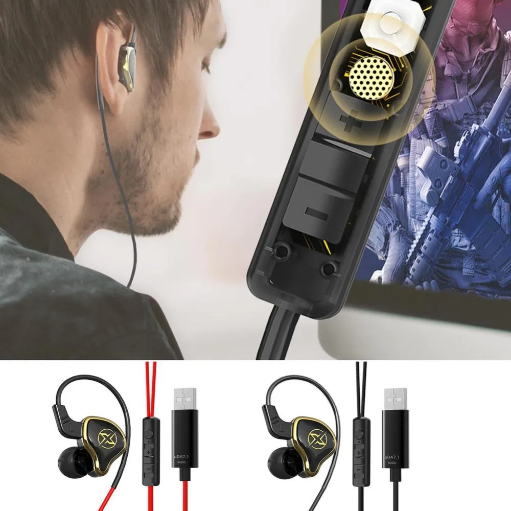 

for Sports Games 7.1-Channel Bass Noise Cancelling USB Computer Wired With Microphone Gaming Headphones