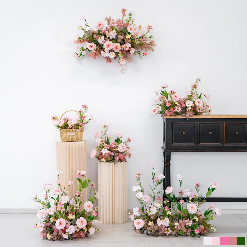 Wedding simulation fake flower decoration, pink and white romantic bouquet