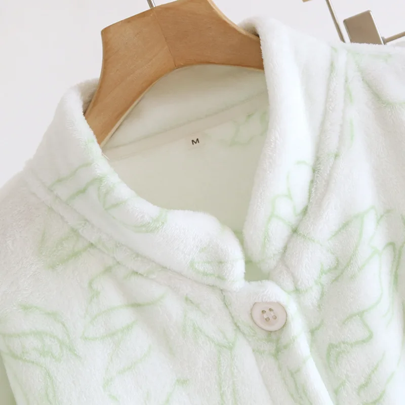 

Домашняя одежда для девочек, пижама, утепленная фланель, пижама из кораллового флиса, женская повседневная ночная рубашка, комплект с длинными рукавами, верхняя одежда, осень-зима