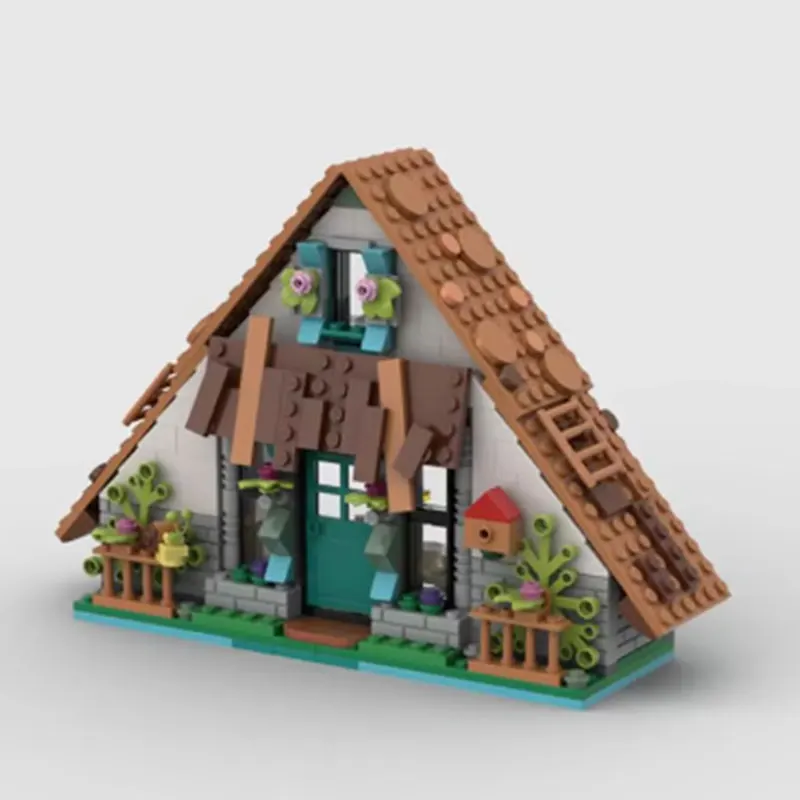 Spot MOC- 162154   Bloques de construcción ensamblados de partículas pequeñas, casa de madera cómoda, rompecabezas creativo, modelo de juguete, adorno