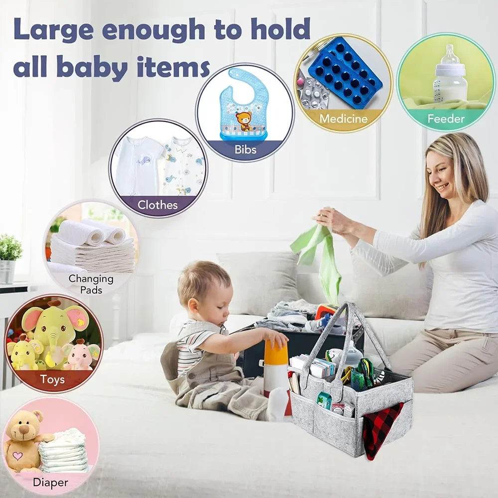 2024 Baby Diaper Caddy - Nursery Storage Bin and Car Organizer for Diapers and Baby Wipes