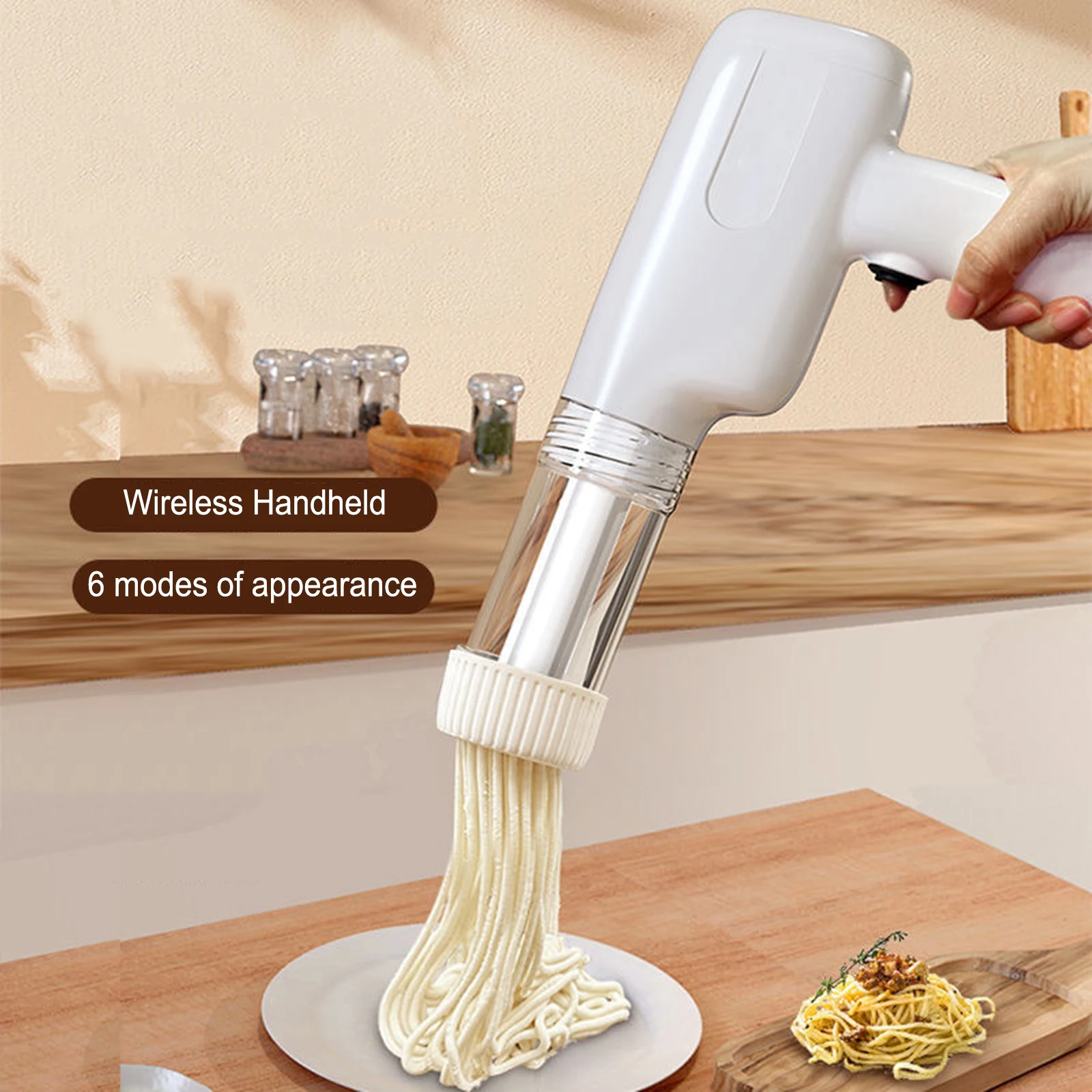 

Handheld Pasta Maker With 6 Molds Household Electric Noodle Maker Portable Rechargeable Kitchen Tools 20 Seconds Quick Make