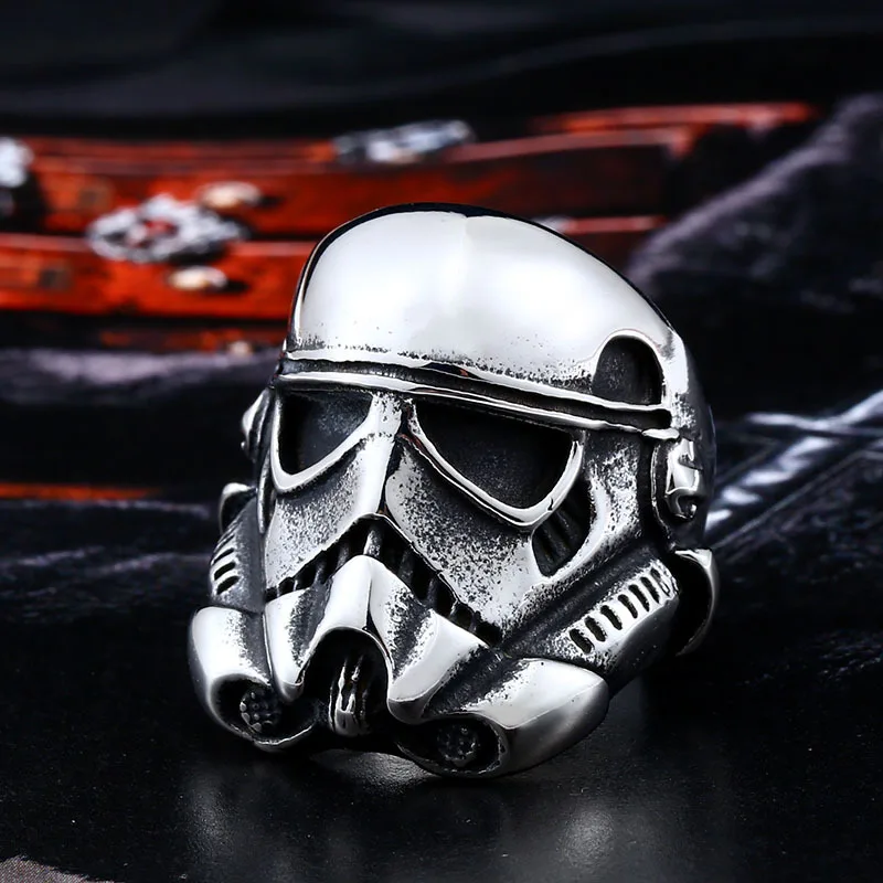 Star Wars, titanium steel men\'s ring, White Soldier, vintage stainless steel ring, boyfriend gift, equal size