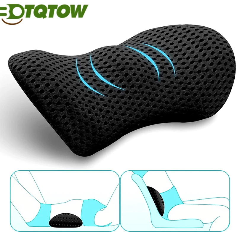 1Pc Lumbar Support Pillow, Back Pillow for Office Chair and Car Seat, Memory Foam Back Support Pillow for Lower Back Pain Relief