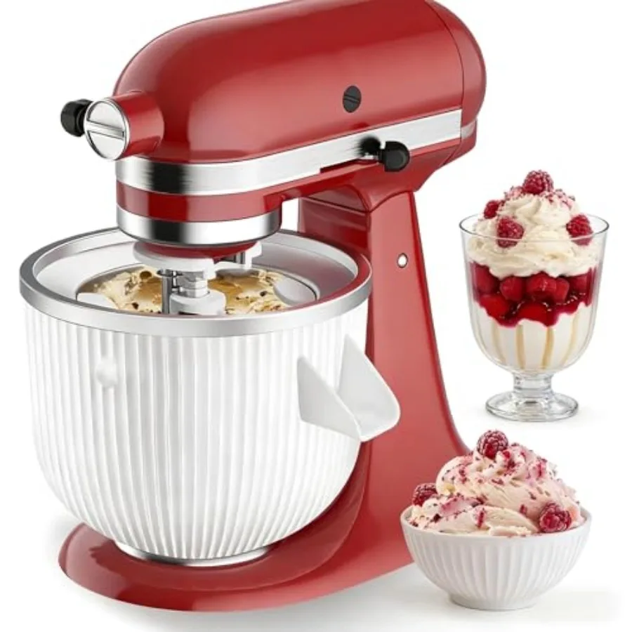 

Ice Cream Maker Attachment for KitchenAid, Ice Cream Bowl Fits KitchenAid 4.5/5QT and 6QT Mixers, Frozen Ice Cream and Sorbet G