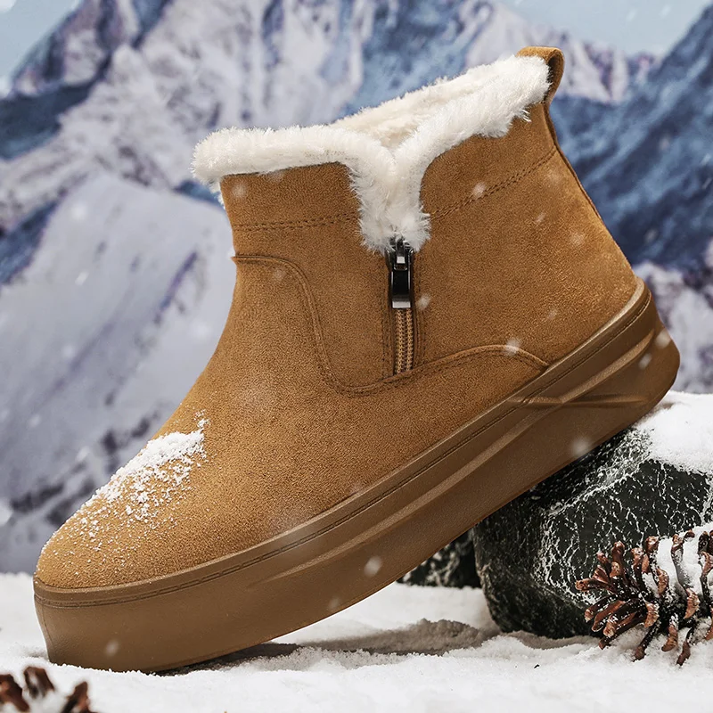 

2025 Winter New Men's Snow Boots Winter Fleece-Lined Thickened Versatile Cotton Shoes Cold-Resistant Warm Cotton Shoes