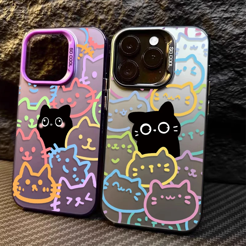 Cute Colored Line Cat Matte Case for Xiaomi Redmi Note 13 12 11 Pro Plus 4G 5G 12S 11S 10S 10 9 9S 8 12C 13C A3 PC Bumper Cover