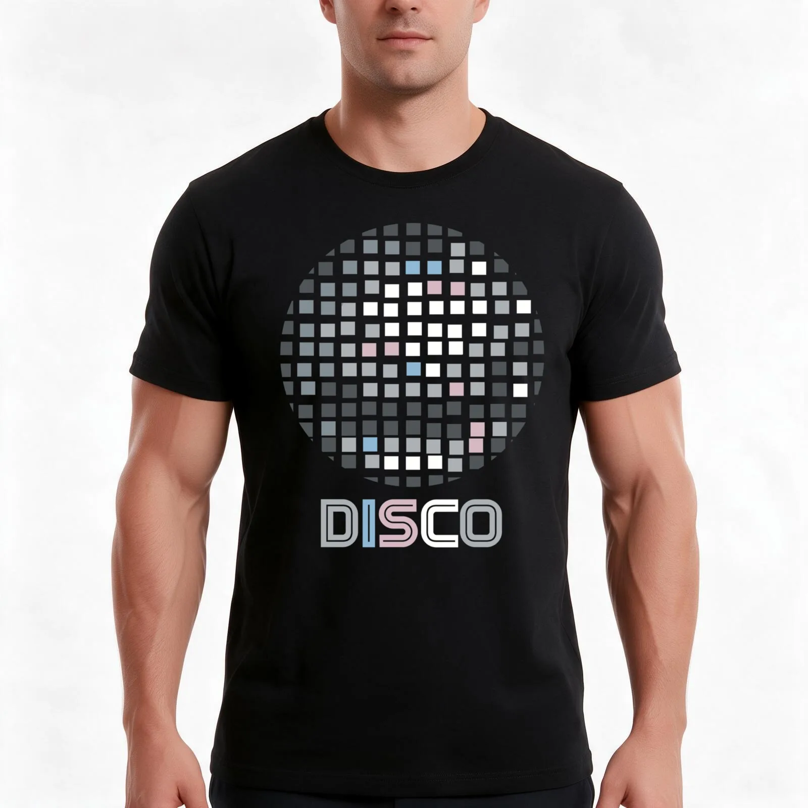 Disco Ball Mosaic T-Shirt Summer Casual Cotton Tee Oversized Streetwear Tops Vintage Graphic Print Loose Fit Short Sleeve
