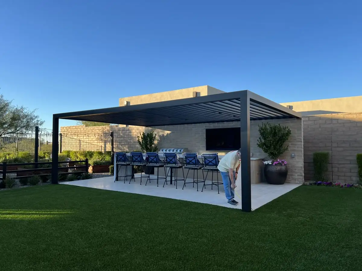 Luxury Pavilion Waterproof Eco-Friendly Aluminum Pergola Remote Control Plegable Backyard Adjustable Gazebo with LED Lights