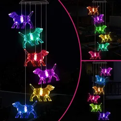 LED Solar Wind Chime cute dogWind Chime Light Color change impermeabile Hanging Solar Light per giardino di casa, decorazione esterna