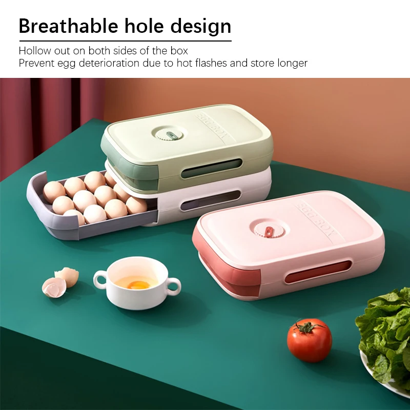 Drawer Type Egg Storage Box Refrigerator   Fresh Keeping  Dumpling  Household Eggs Holder Food  Kitchen