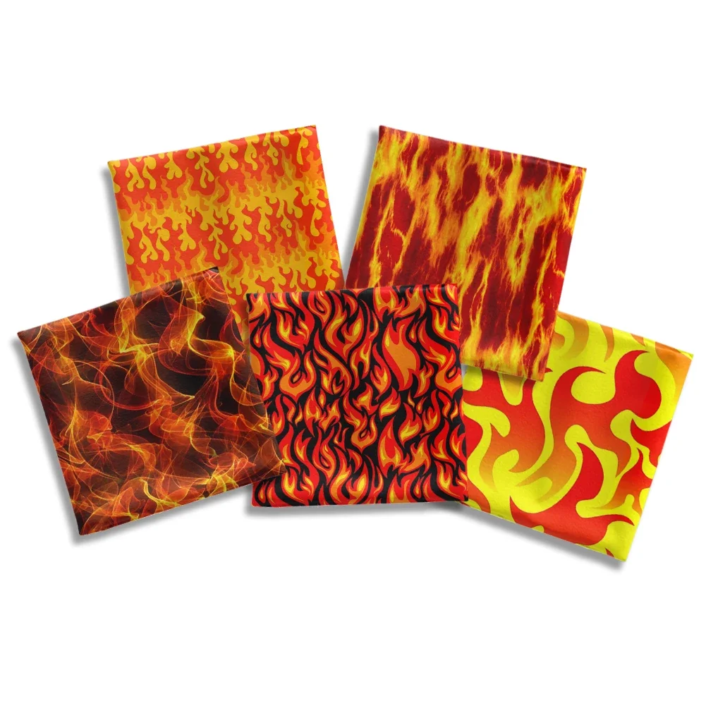 Hot Fire Flame Design Polyester Fabric\Peach Skin Microfibe DIY Textile Sewing Cloth 50*145cm