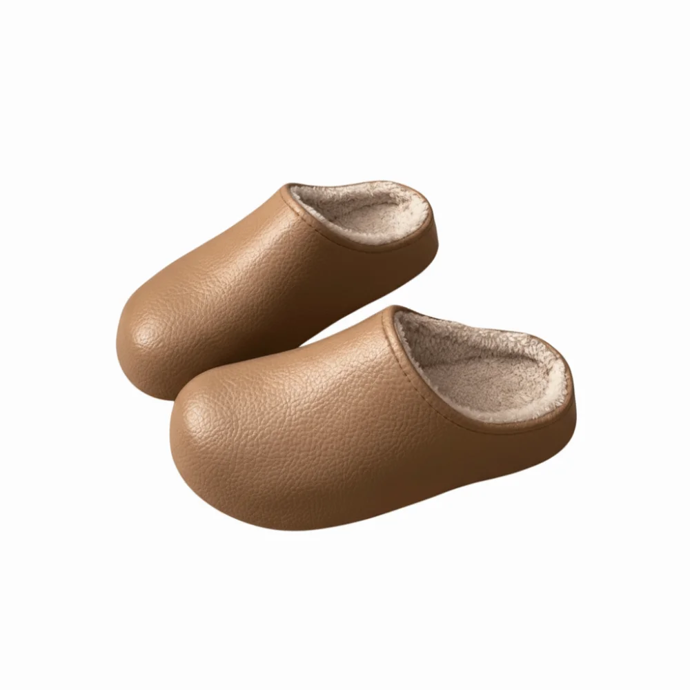 

Cozy Waterproof Winter Slippers Keep Warm Anti-Slip Cotton Slippers Fleece Lined Soft Slippers Unisex