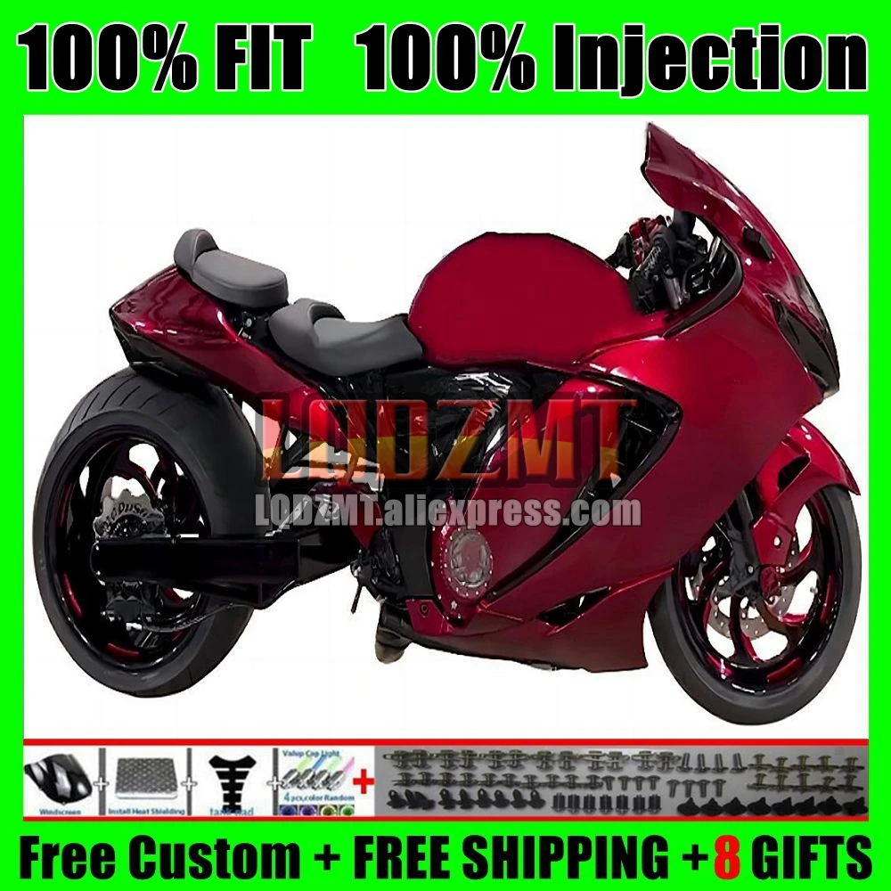 Glossy red Injection Body For SUZUKI Hayabusa GSXR 1300 CC 21 22 23 24 30No.25 GSXR-1300 GSXR1300 2021 2022 2023 2024 Fairing