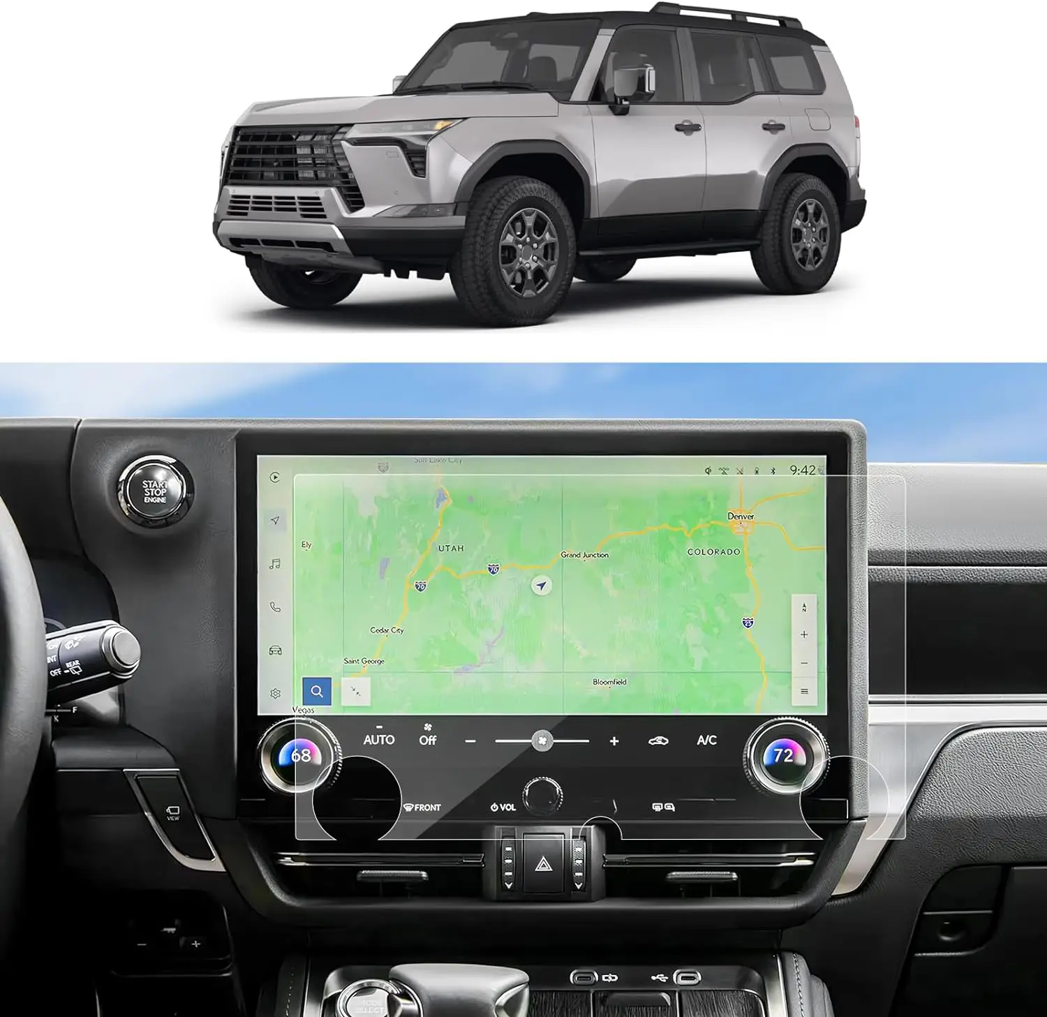 For Lexus GX 550 2024 LCD car radio 14inch gps Navigation Tempered glass  Screen film protector