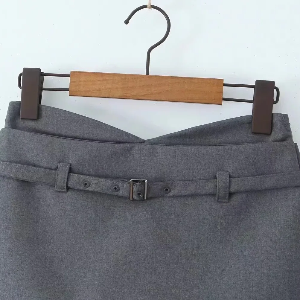 Gonna da abito casual con vita a V JNLEAOG Autunno New Sle Gonna a trapezio in fibra di poliestere per il tempo libero da donna Design Faion All-Match
