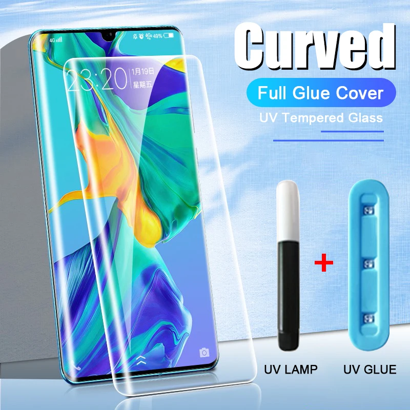 UV Tempered Glass for Huawei, Screen Protector, Mate20Pro, P30Pro, P40Pro, P30, P40, P50, P60 Pro, Glass Mate, 20, 30, 40 60 Pro