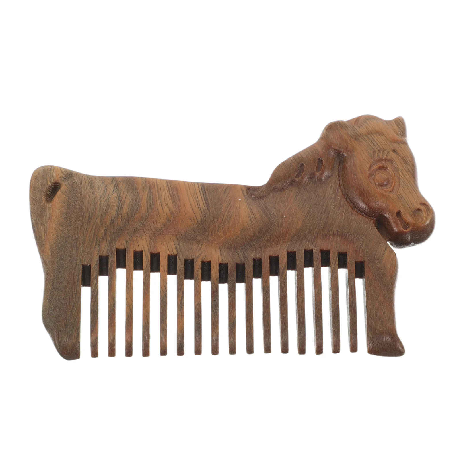 

Sandalwood Wood Comb Zodiac Horse Design Portable Wide Tooth Scalp Massager Anti-Static Travel Pocket Hair Comb