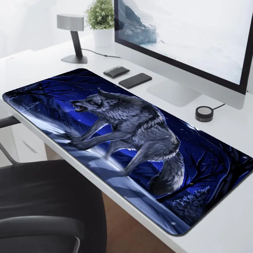 

Art Fantasy Wolf Customized HD Printing Gaming Mousepad Computer Lock Edge Natural Rubber E-sports Desk Pad Large Mouse Pad