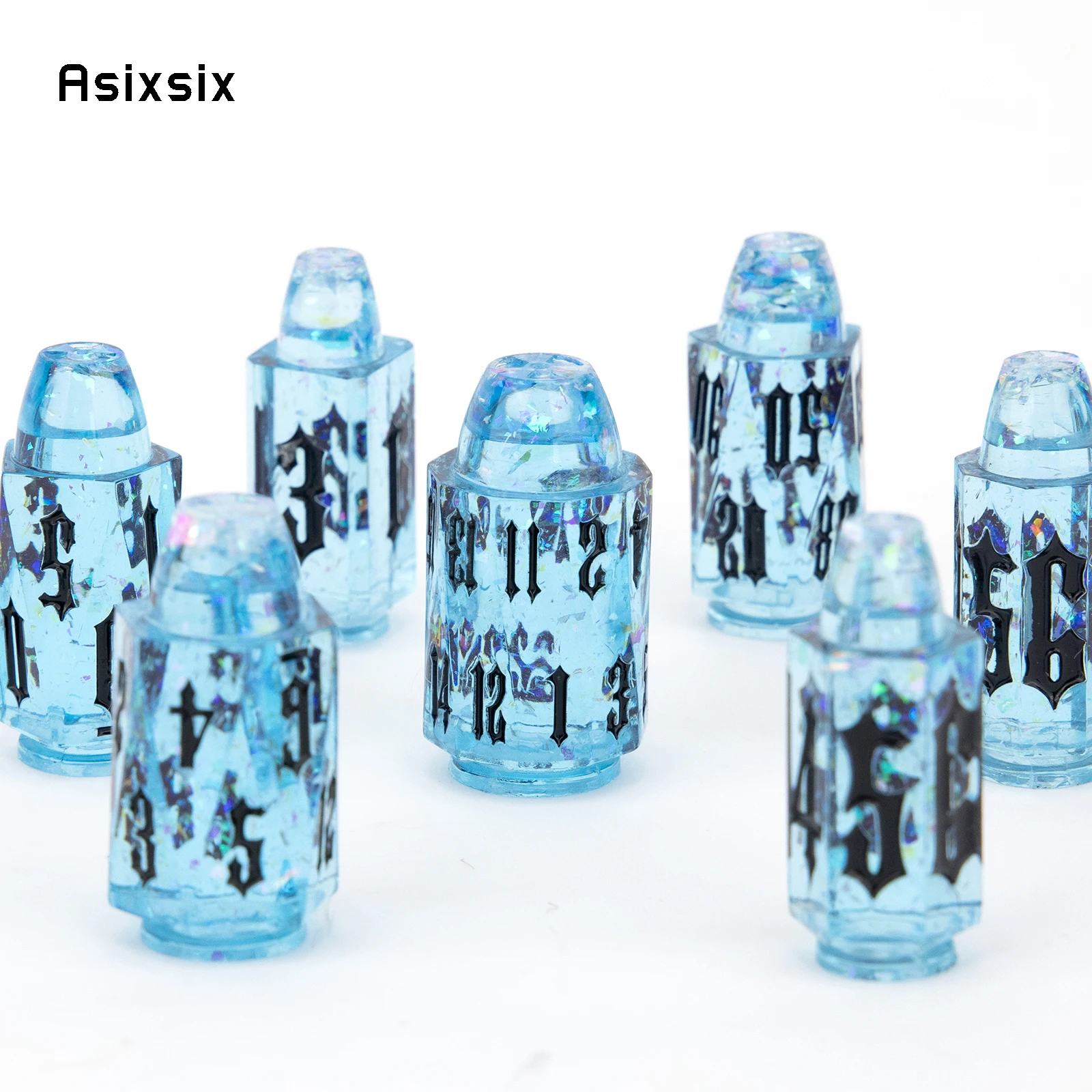 

7 шт., синие пули, смола, черный номер, кости с острыми краями, многогранные игральные кости, подходят для ролевых игр, настольная игра, карточная игра