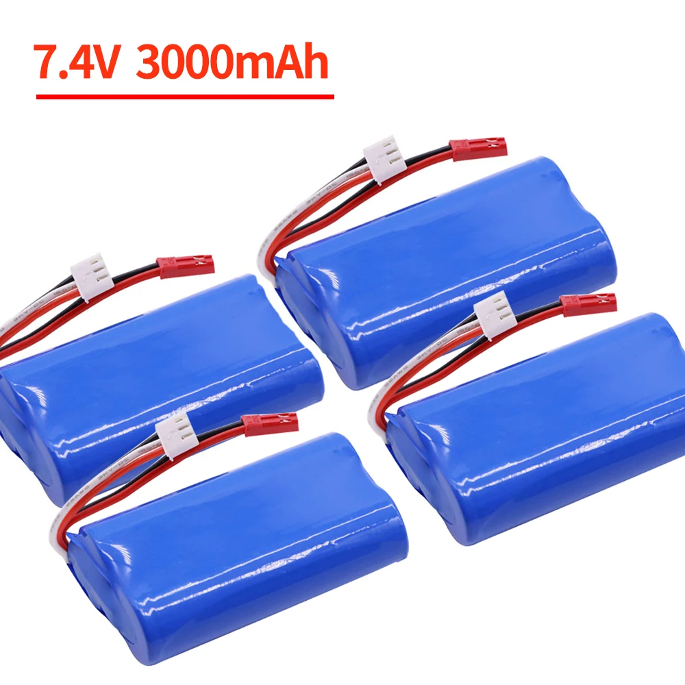 

7.4V 3000mAh 2S 18650 Lithium Battery for Udi U12A Syma S033g Q1 H100 H101 H102 FT009 RC Boat Model Parts EL-2P/SM/JST Plug/T