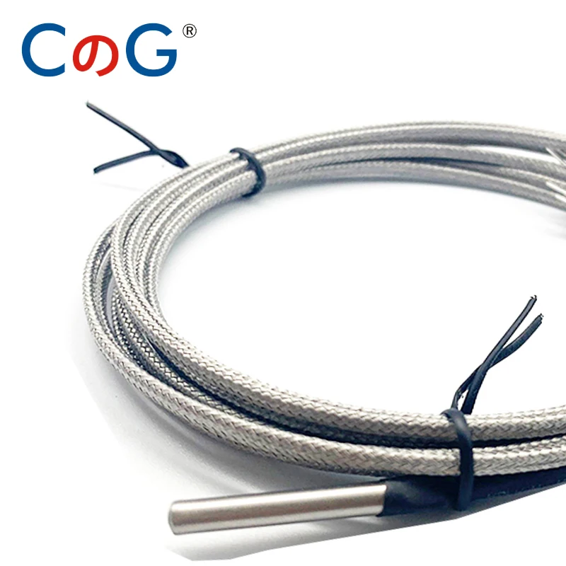 CG 4mm*30mm K J PT100 1m 2m 3m 5m 10m Probe Type Shielded Braide Wire Thermocouple Temperature Sensor For Temperature Controller