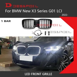 X3 G01 X4 G02 LED Grille For BMW New X3 LCI Front Bumper Grill Grid With Lights Lamp 2022- M40i xDrive M Sport