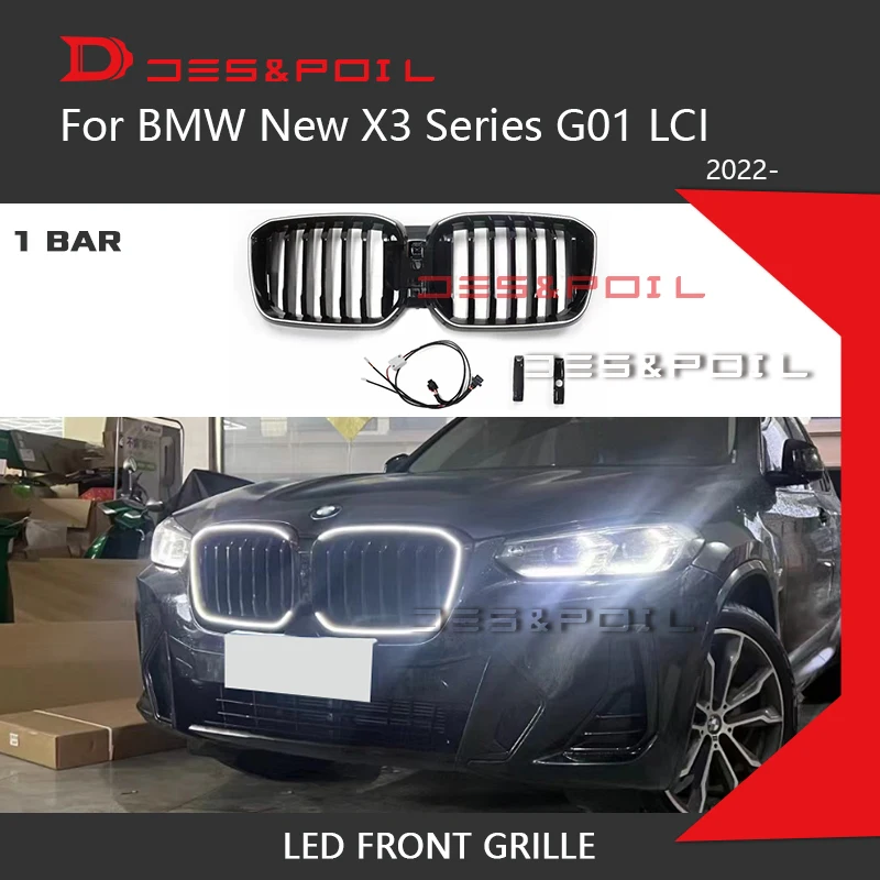 BMW用LEDフロントバンパーグリル,BMW x3 lci用ライト付きグリッド,m40i