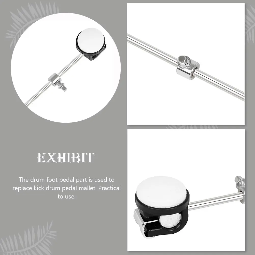 

Drum Kit Pedal Hammer Jazz Drum Felt Metal Foot Hammer Black Replacement Accessory Durable Long Life Stable Characteristics