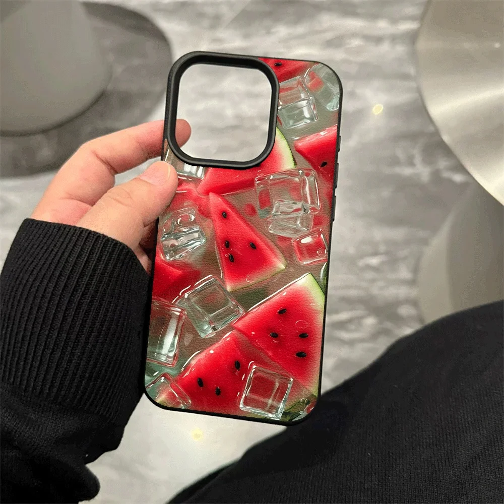 Wassermelonen-Eiswürfel Handyhülle für iPhone 17 16 15 14 13 12 Pro Max 16 15 14 Plus 17 16 15 14 13 Pro 17Air Silikon Matte Hülle – Detail 8