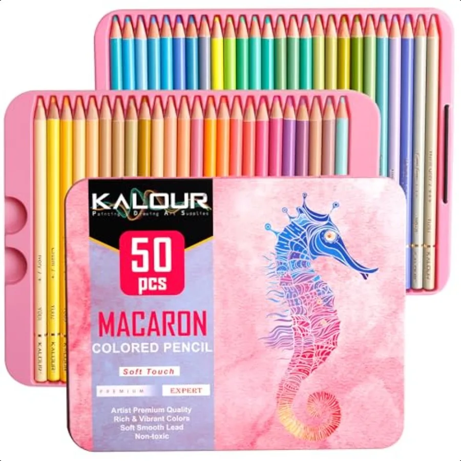 

aron Pastel Colored PencilsSet of 50 Colors Artists Soft Core Ideal for Drawing Sketching Shading Coloring Pencils for Adults B